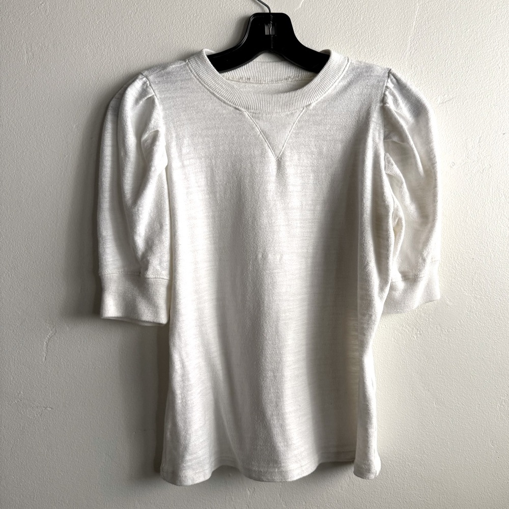 Frame Denim 3/4 sleeve Vintage-Look Shirred T-Shirt XS